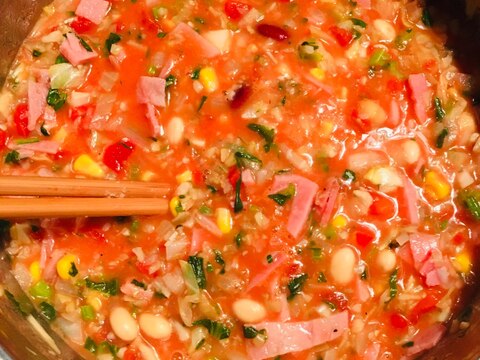 野菜と豆と♪栄養補給の大量ミネストローネ